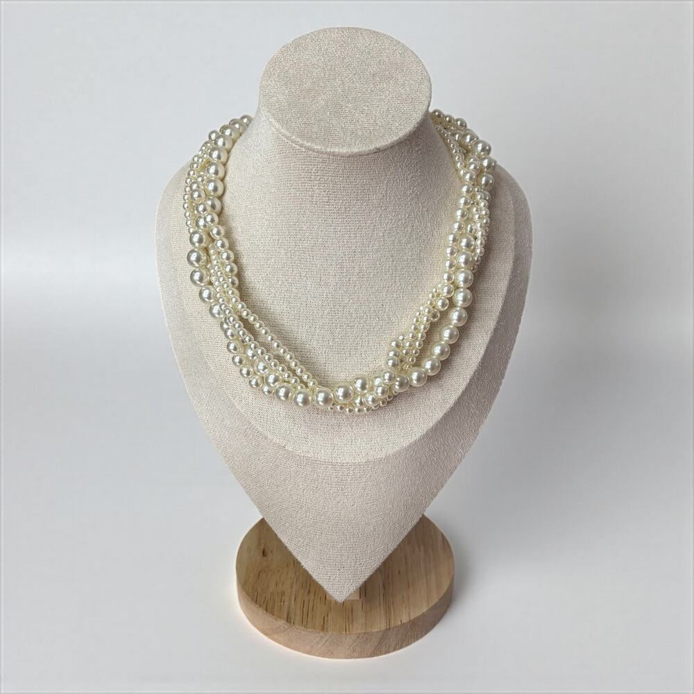 Ivory Multi-Strand Faux Pearl Choker Necklace